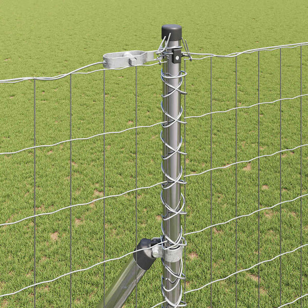 vidaXL Cl&ocirc;ture avec poteau Argent&eacute; 1,5 x 10 m Acier et PVC