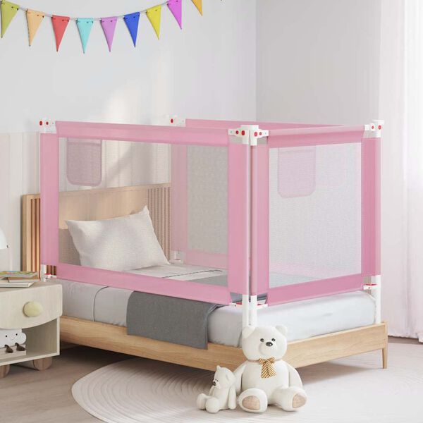 vidaXL Barri&egrave;re de s&eacute;curit&eacute; de lit d'enfant Rose 140x25 cm Tissu