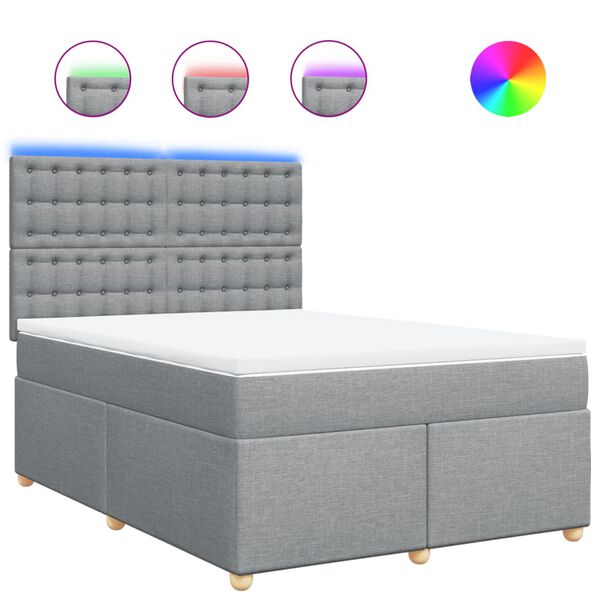 vidaXL Sommier &agrave; lattes de lit avec matelas Gris clair 160x200cm Tissu