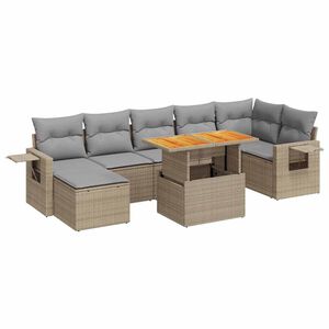vidaXL Salon de jardin avec coussins 8 pcs beige r&eacute;sine tress&eacute;e