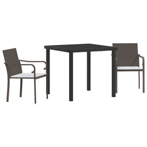 vidaXL Ensemble de salle &agrave; manger pour jardin 3 pcs Marron et Noir