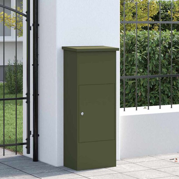 vidaXL Bo&icirc;te de d&eacute;p&ocirc;t de colis Vert olive 44,5 x 29 x 110,5 cm Acier