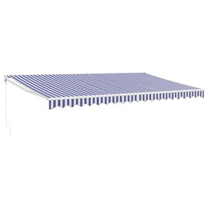 vidaXL Auvent r&eacute;tractable bleu et blanc 5x3 m tissu et aluminium