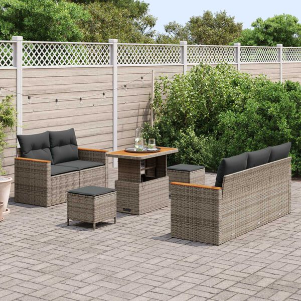 vidaXL Ensemble de canap&eacute; de jardin 8 pcs Gris polyrotin