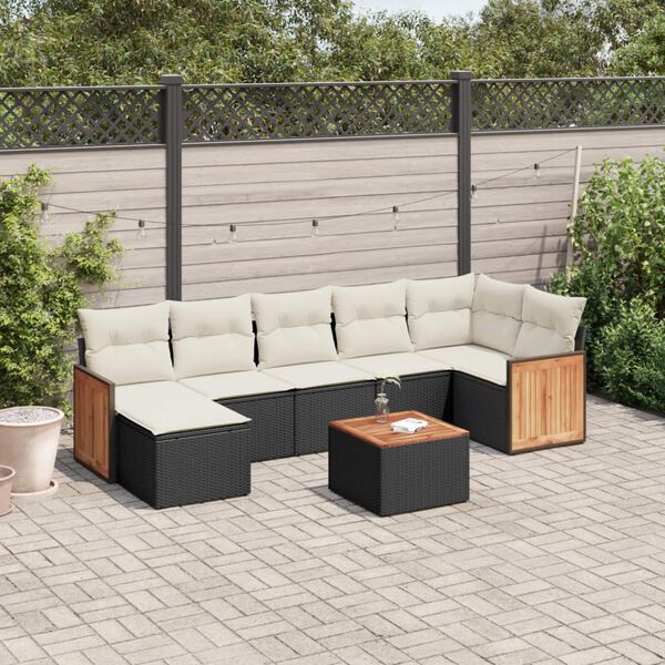 vidaXL Salon de jardin 8 pcs avec coussins noir r&eacute;sine tress&eacute;e