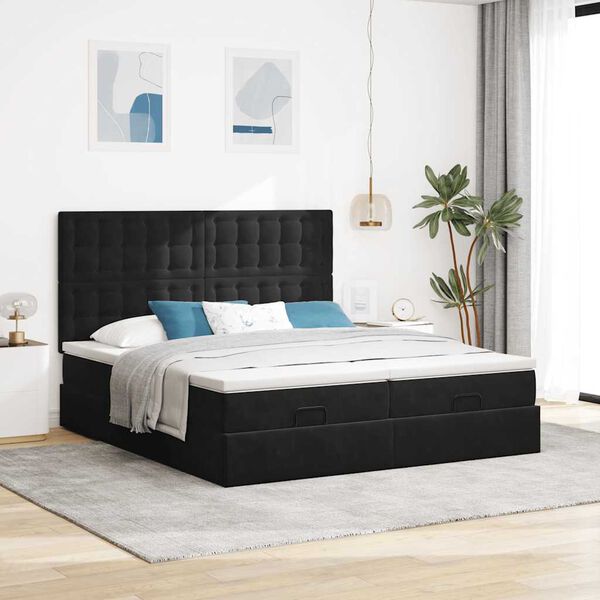 VidaXL Cadre de lit ottoman avec matelas noir 160x200 cm velours