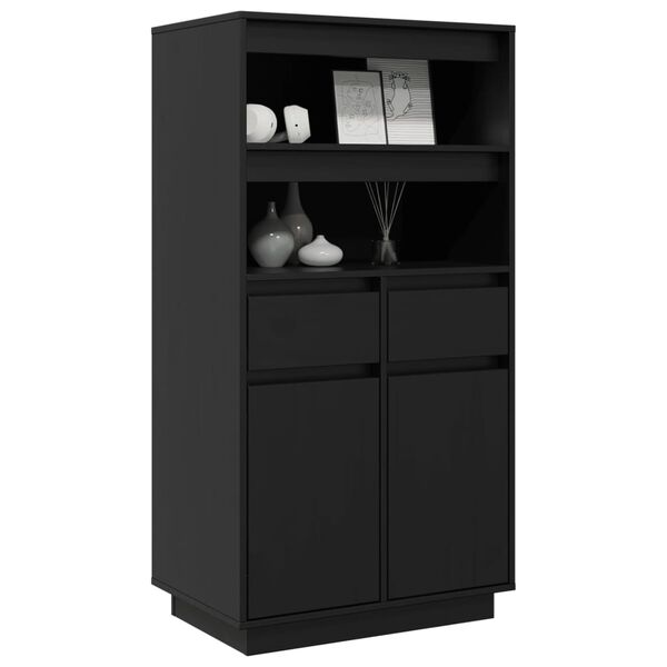 vidaXL Buffet haut Noir 60x40x116,5 cm Bois massif de pin