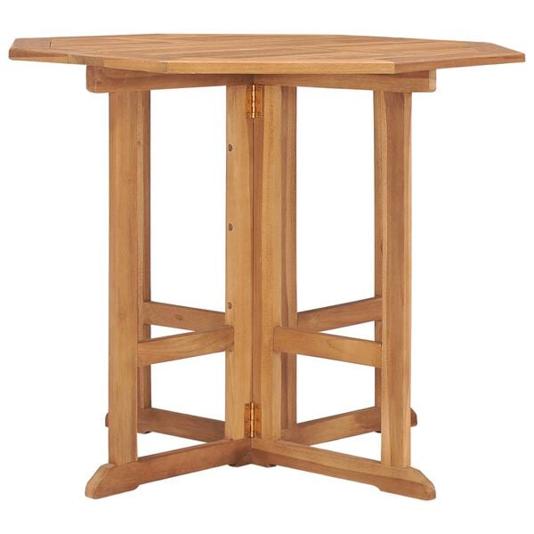 vidaXL Table &agrave; d&icirc;ner pliable de jardin &Oslash;90x75 cm Bois de teck solide
