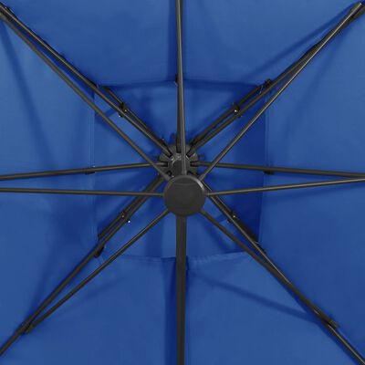 vidaXL Parasol déporté à double toit 300x300 cm Bleu azuré