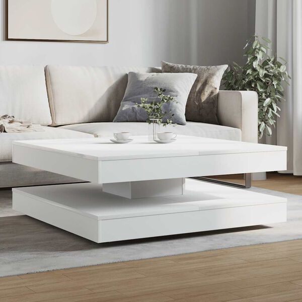 vidaXL Table basse rotative à 360 degrés blanc 90x90x34,5 cm