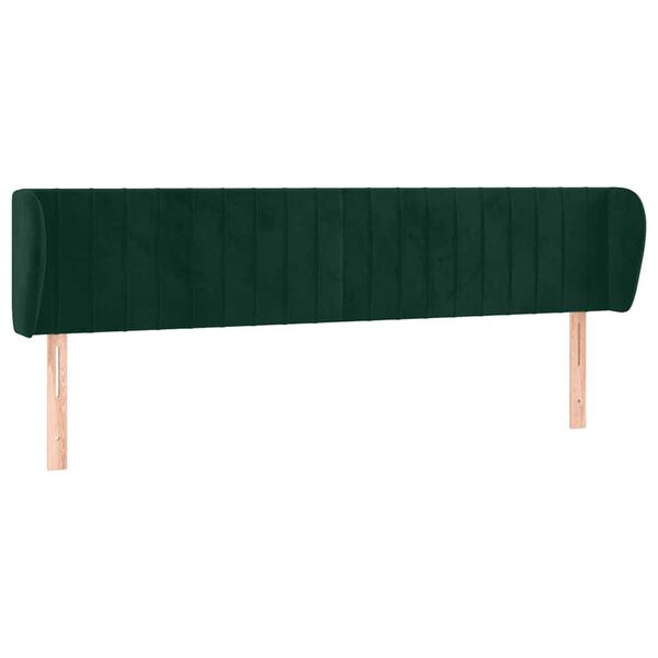 vidaXL T&ecirc;te de lit avec oreilles Vert fonc&eacute; 163x23x78/88 cm Velours