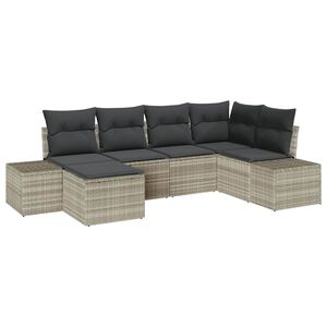 vidaXL Ensemble de canap&eacute; de jardin 6 pcs Gris clair polyrotin