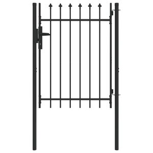 vidaXL Portillon simple porte avec dessus &agrave; pointe Acier 1x1,2 m Noir