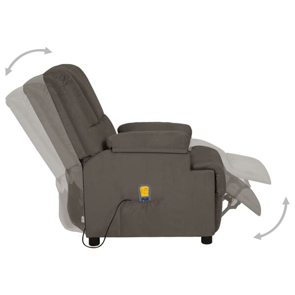 vidaXL Fauteuil de massage Gris fonc&eacute; Similicuir daim