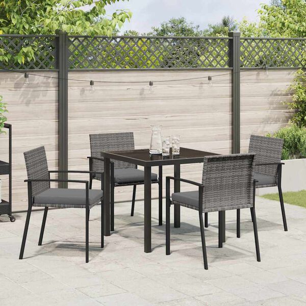 vidaXL Ensemble de salle &agrave; manger pour jardin 5 pcs Gris