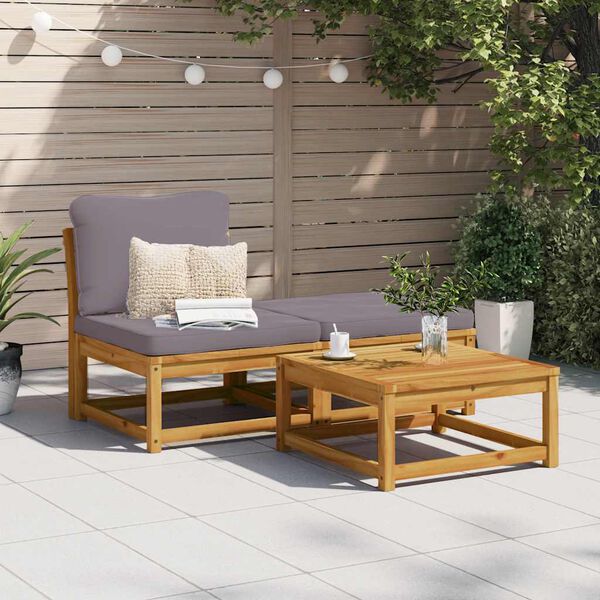 vidaXL Salon de jardin 3 pcs avec coussins bois massif d'acacia