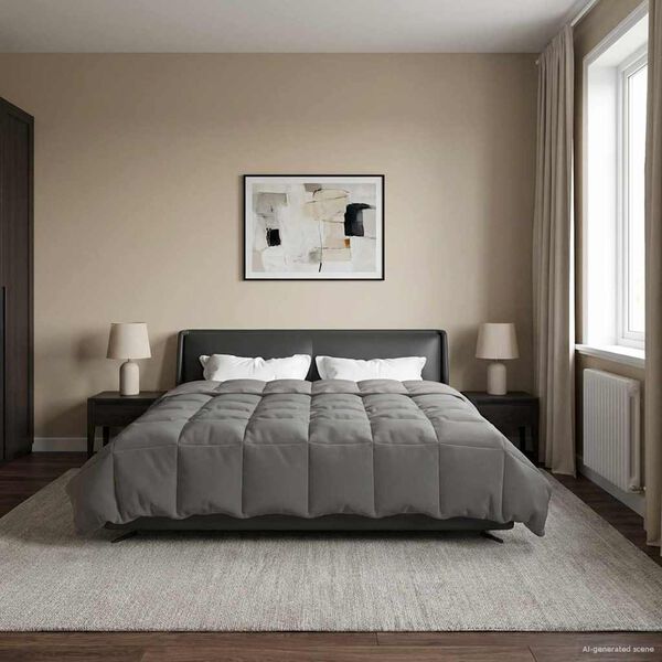 vidaXL Duvet complet toute l'ann&eacute;e Gris clair 200 x 220 cm Microfibre