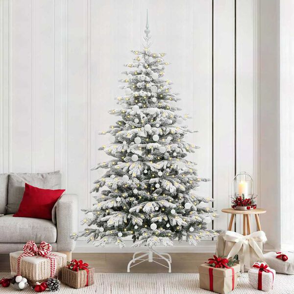 vidaXL Sapin de Noël Artificiel à Branches Articulées Blanc 210 cm