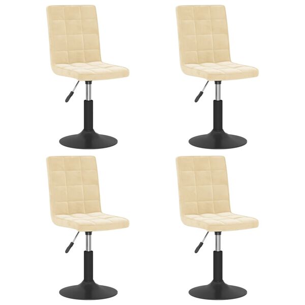 vidaXL Chaises pivotantes &agrave; manger lot de 4 cr&egrave;me velours