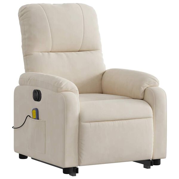vidaXL Fauteuil inclinable de massage électrique beige microfibres