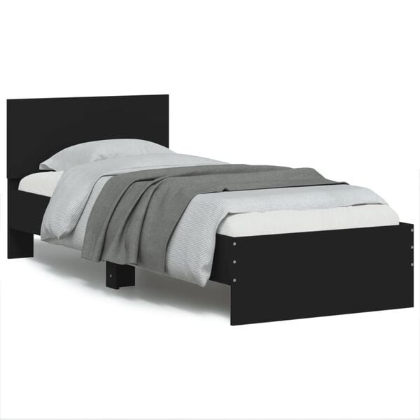 vidaXL Cadre de lit sans matelas avec lumi&egrave;res LED noir 75x190 cm