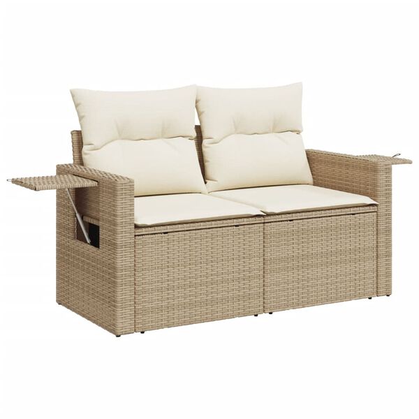vidaXL Salon de jardin avec coussins 7 pcs beige r&eacute;sine tress&eacute;e