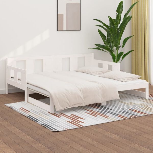 vidaXL Lit coulissant sans matelas blanc 2x(80x200)cm