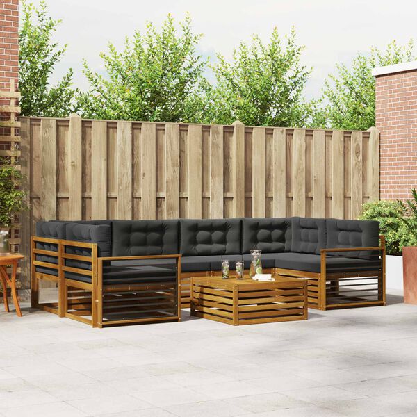 vidaXL Ensemble de canap&eacute;s d'ext&eacute;rieur 8 pcs Naturel et Anthracite