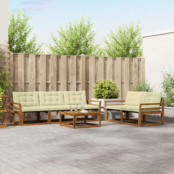 vidaXL Ensemble de canap&eacute;s d'ext&eacute;rieur 6 pcs Naturel et Cr&egrave;me