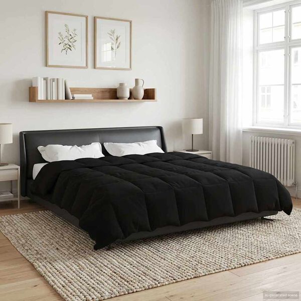 vidaXL Duvet d'&eacute;t&eacute; simple Matelass&eacute; Noir 200 x 240 cm Microfibre