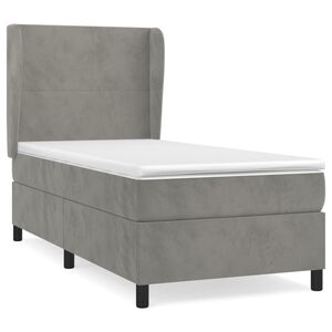 vidaXL Sommier &agrave; lattes de lit et matelas Gris clair 100x200cm Velours