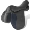 Set de selle &eacute;quitation 17,5" en cuir v&eacute;ritable 12 cm 5 en 1 noir