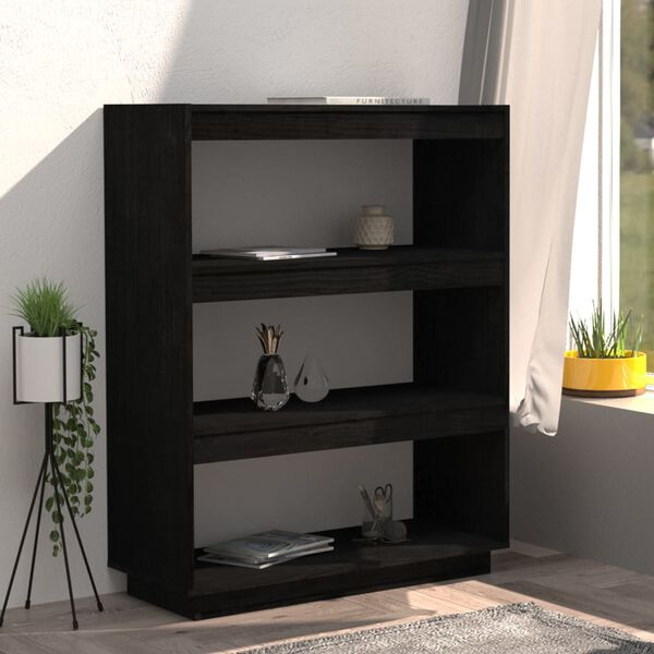 vidaXL Bibliothèque/Séparateur de pièce Noir 80x35x103 cm Pin massif