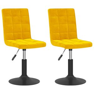 vidaXL Chaises pivotantes &agrave; manger lot de 2 jaune moutarde velours