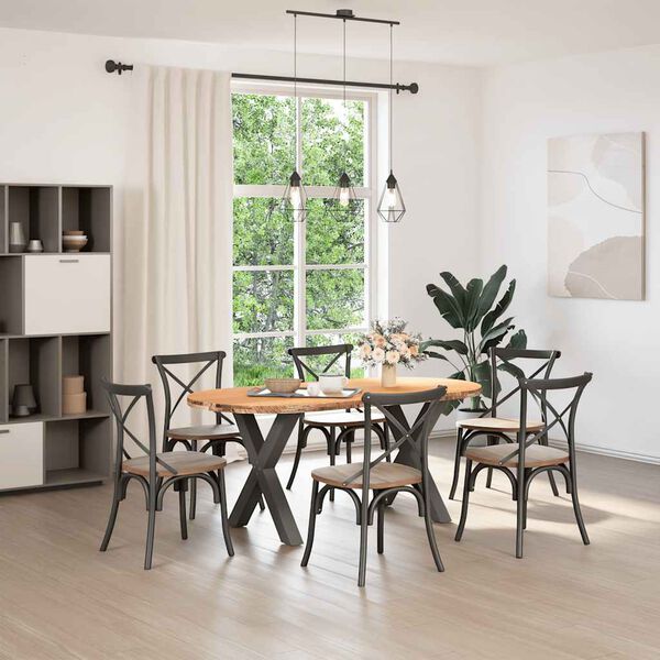 vidaXL Table &agrave; manger marron clair bois de ch&ecirc;ne massif ovale