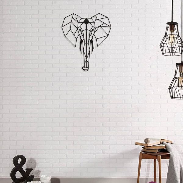 Homemania D&eacute;coration murale &Eacute;l&eacute;phant 45x52 cm Acier Noir