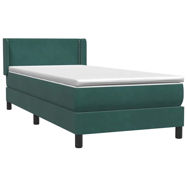 vidaXL Sommier &agrave; lattes de lit et matelas vert fonc&eacute; 90x220 cm velours