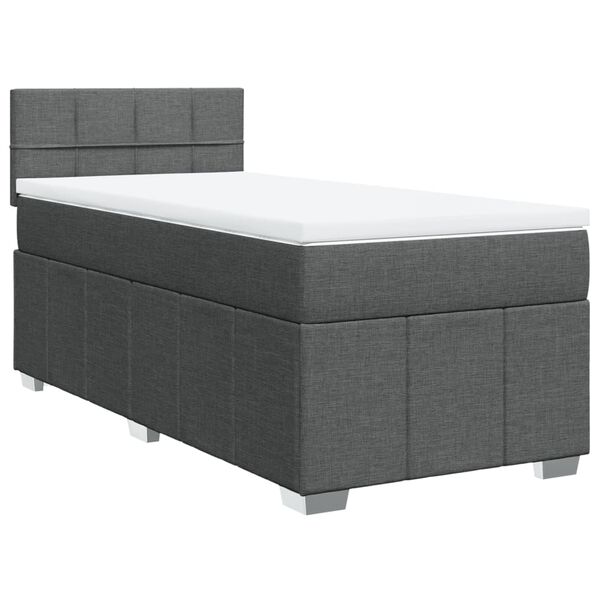 vidaXL Sommier &agrave; lattes de lit avec matelas Gris fonc&eacute; 80x200 cm Tissu