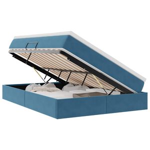 vidaXL Lit avec rangement et matelas Bleu fonc&eacute; 140 x 200 cm Velours