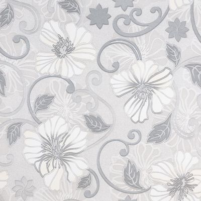 vidaXL Papier peint 3D motif de fleur gris