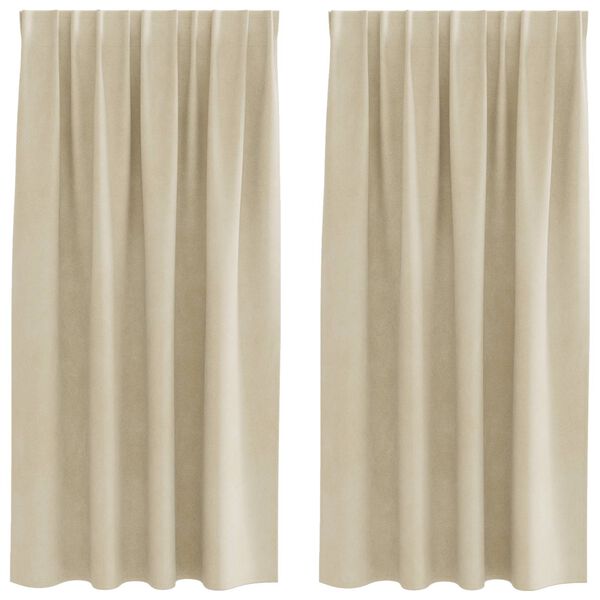 vidaXL Rideaux occultants 2 pcs Crème 140 x 175 cm Velours