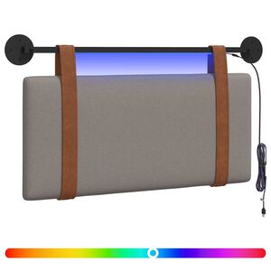 vidaXL T&ecirc;te de lit suspendue Avec lumi&egrave;re LED Taupe PU antique