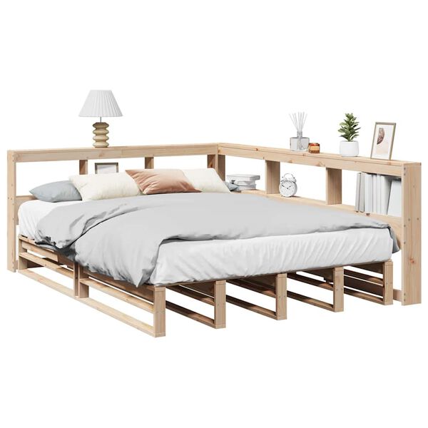 vidaXL Lit biblioth&egrave;que sans matelas 150x200 cm bois massif de pin