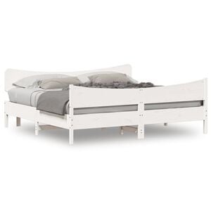vidaXL Cadre de lit sans matelas blanc 200x200 cm bois massif de pin