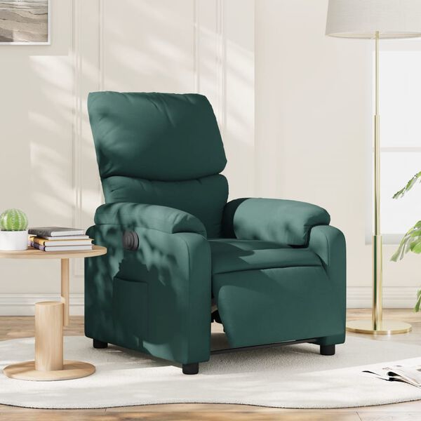 vidaXL Fauteuil inclinable &eacute;lectrique Vert fonc&eacute; Tissu