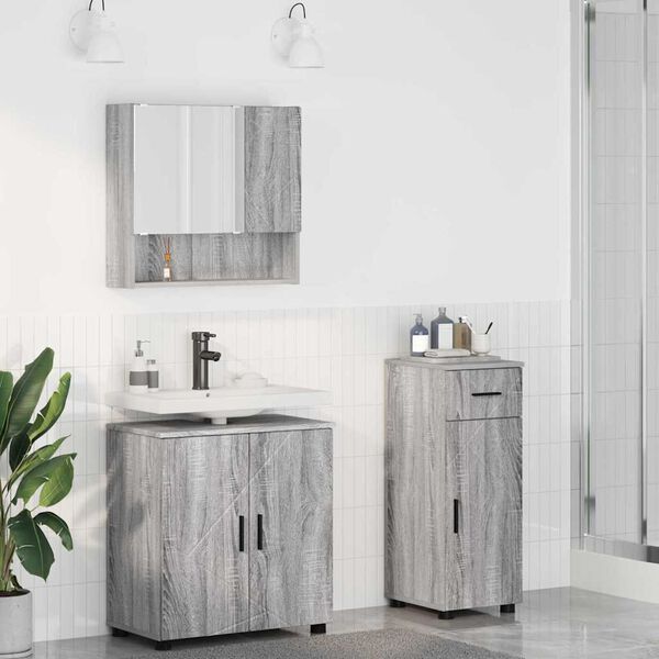 vidaXL Ensemble de mobilier de salle de bain 3 pcs Gris Sonoma