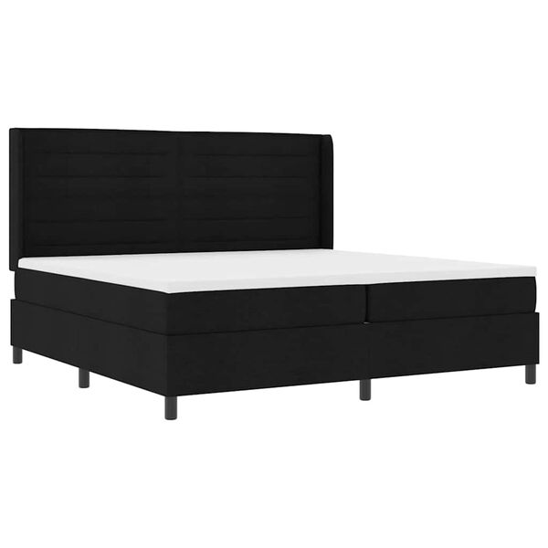 vidaXL Lit &agrave; ressorts avec matelas Noir 200 x 200 cm tissu