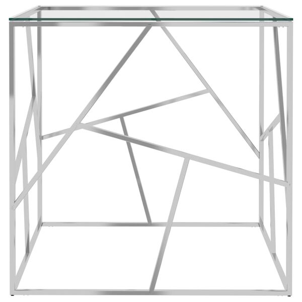 vidaXL Table basse Argent&eacute; 55x55x55 cm Acier inoxydable et verre