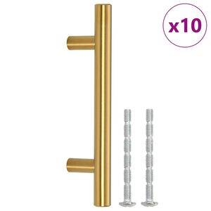 vidaXL Poign&eacute;es d'armoire 10 pcs dor&eacute; entraxe 64 mm longueur totale 100 mm acier inoxydable