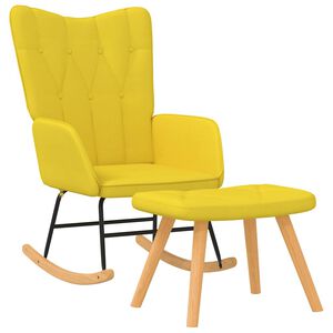 vidaXL Chaise &agrave; bascule avec tabouret Jaune moutarde Tissu